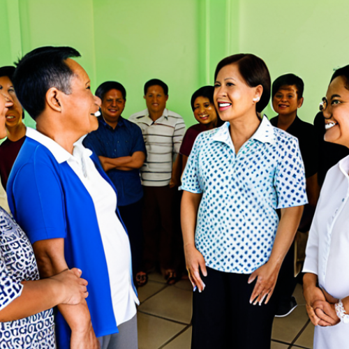 Home 11 A diverse group of Filipino community leaders and social workers in modest, professional attire, gathered in a brightly lit community center in a Filipino town. They are engaged in a calm, collaborative discussion, with subtle elements hinting at support and rehabilitation initiatives. The atmosphere is hopeful and constructive, conveying strong community spirit and dedication to positive change. fully clothed, appropriate attire, professional dress, safe for work, appropriate content, perfect anatomy, correct proportions, natural pose, well-formed hands, proper finger count, natural body proportions, professional photography, high quality, family-friendly.