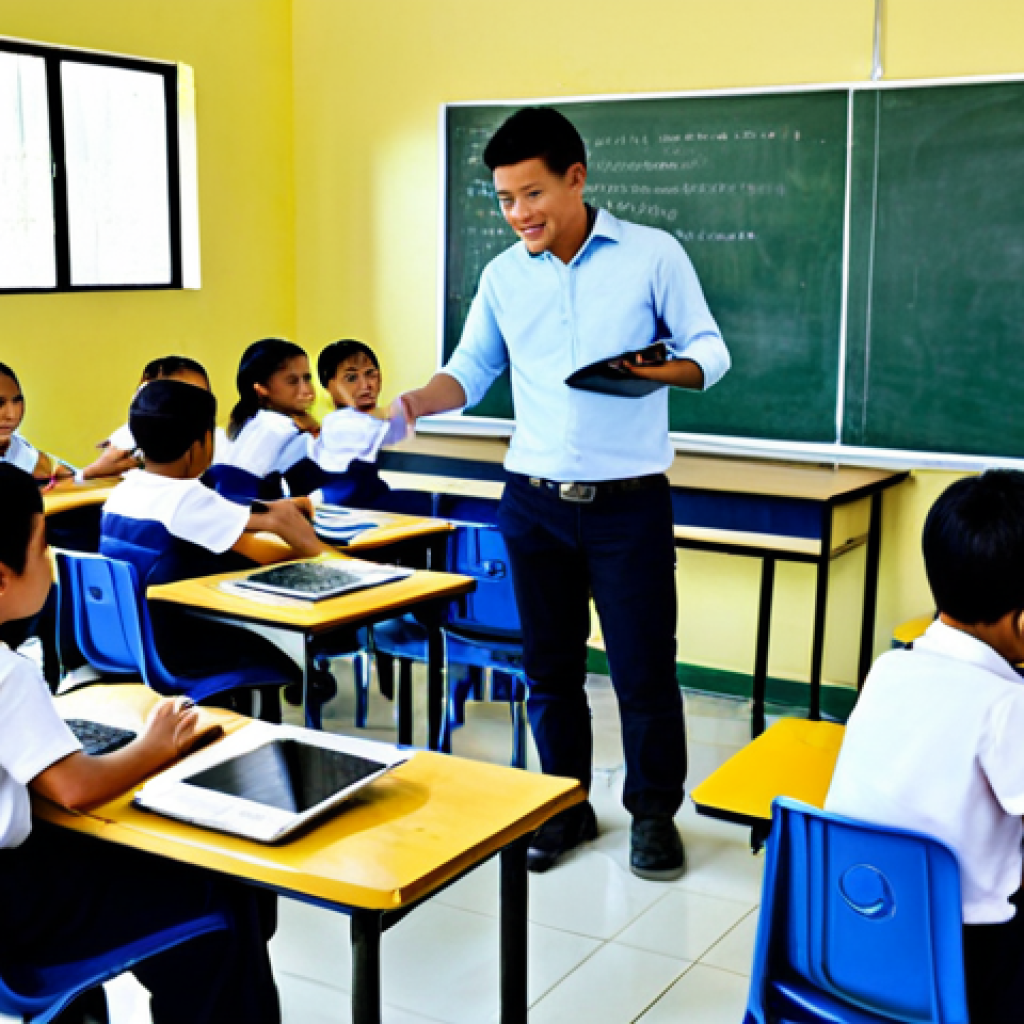 Modernizing Education with Technology**

"A bright, modern classroom in the Philippines, filled with engaged students using laptops and tablets. The teacher is facilitating a lesson, incorporating interactive digital tools. Emphasis on collaboration and active learning. Safe for work, appropriate content, fully clothed, professional, family-friendly, perfect anatomy, natural proportions, well-lit, high-resolution, educational setting."

**