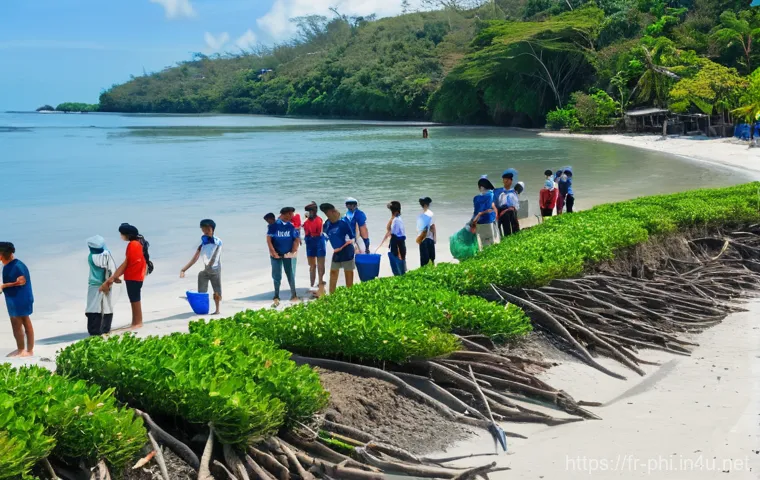 필리핀 해양 생태계와 환경 보호 노력 - Prompt 1: Community Action Against Plastic Pollution and Mangrove Restoration**
