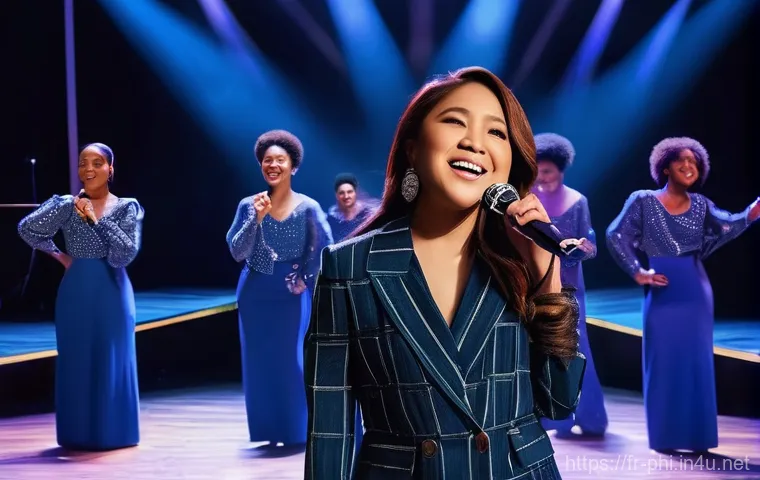 필리핀 가수 모리셋 아몬 - **Prompt:** An intimate, close-up shot of a female singer, resembling Morissette Amon, performing in...