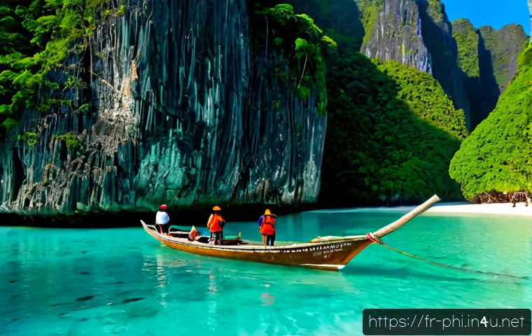 Home 17 팔라완 섬 호핑투어 - Photorealistic Palawan island-hopping scene, French-speaking travelers in modest summer beachwear an...